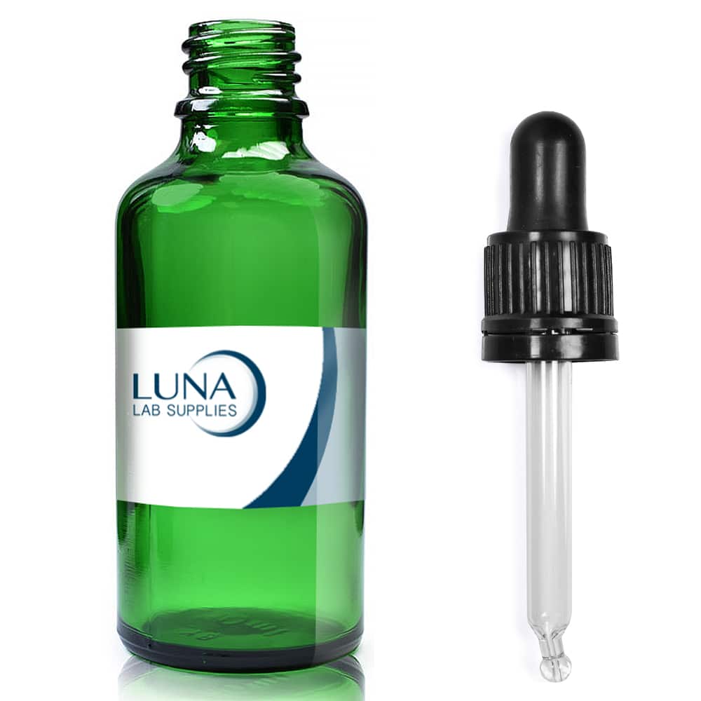 50ml Green Glass Dropper Bottle With T/E Glass Pipette & Wiper