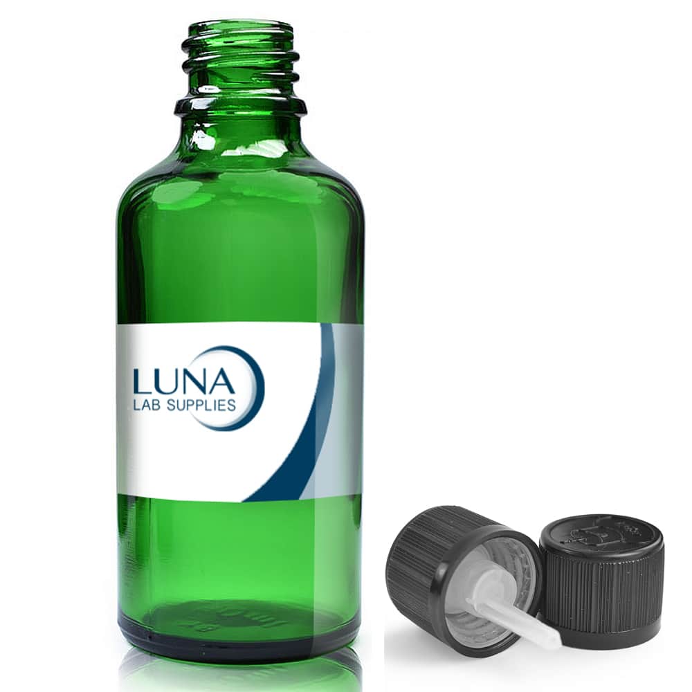 50ml Green Glass Dropper Bottle with CRC screw cap