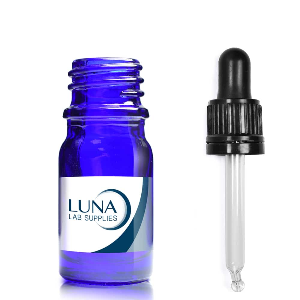 5ml Blue Glass Dropper Bottle with white pipette