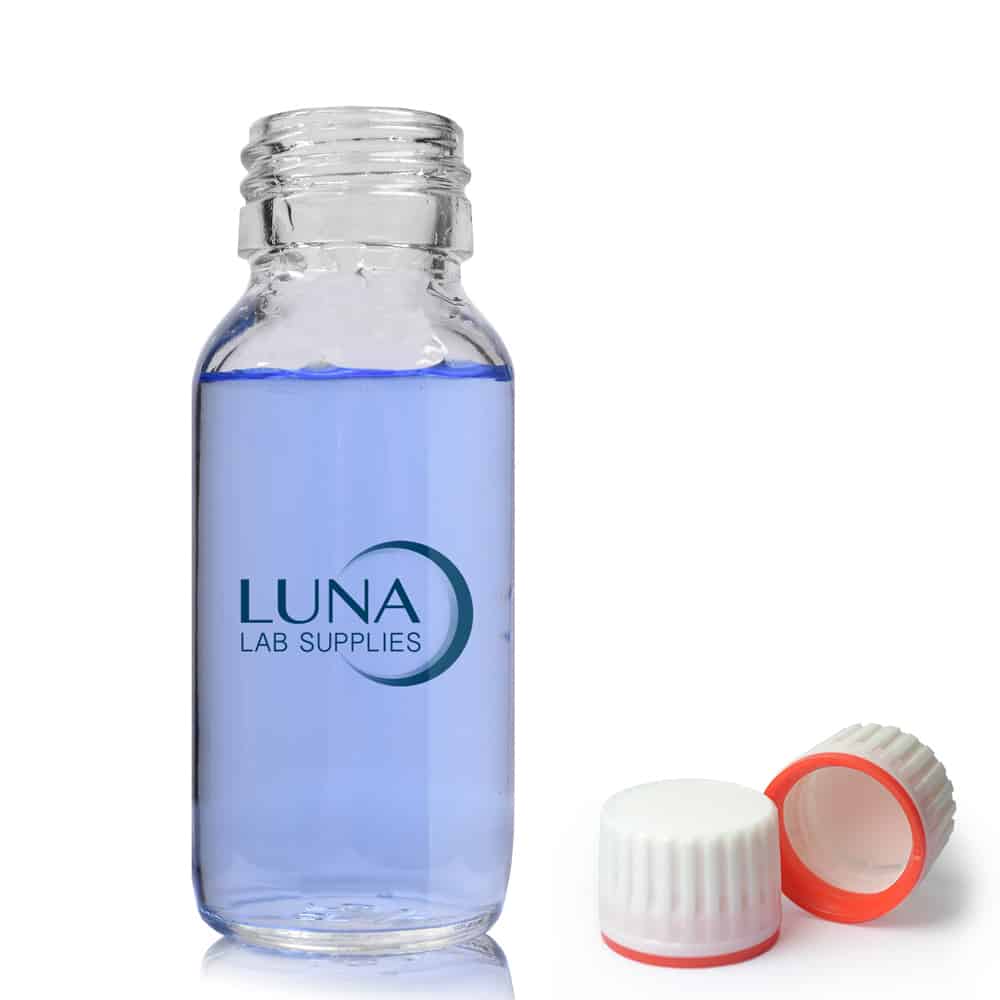 60ml Clear Glass Sirop Bottle & 28mm (Red Band) T/E Cap