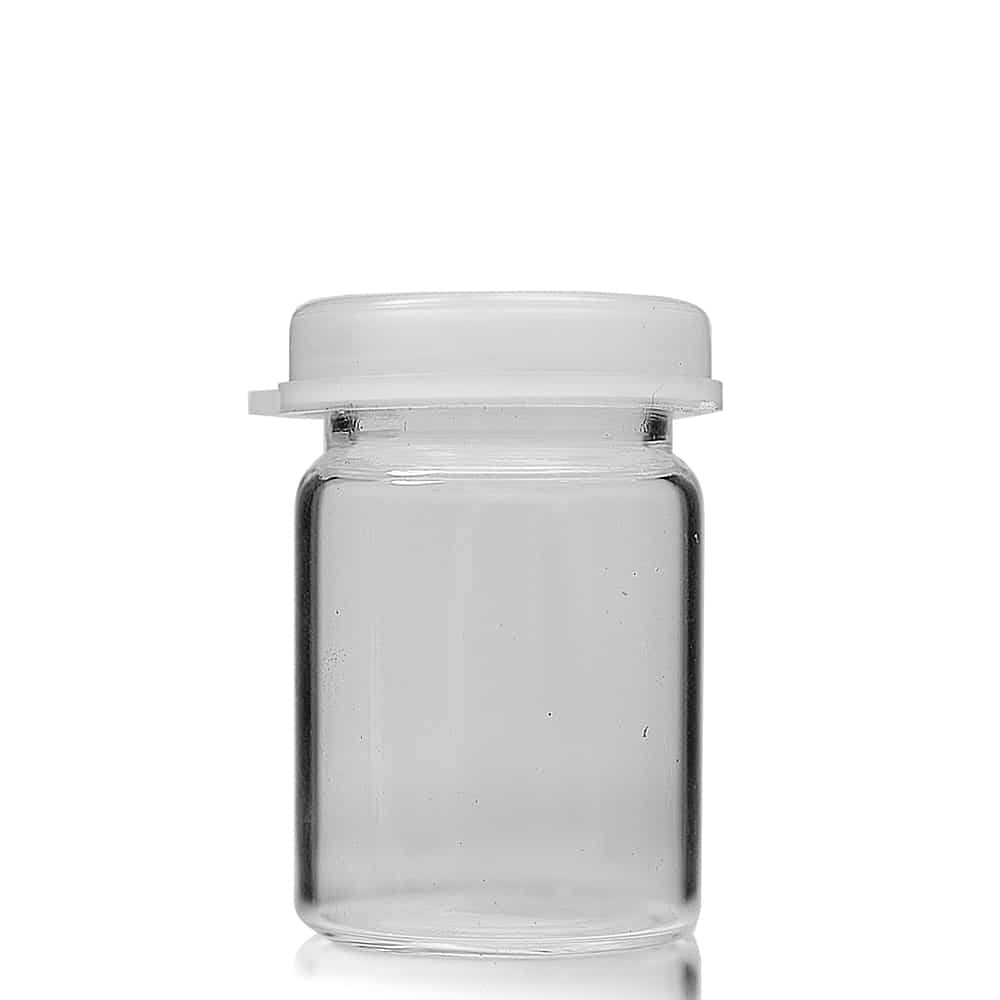 7ml Clip Top Glass Vial With 22mm PE Snap On Cap