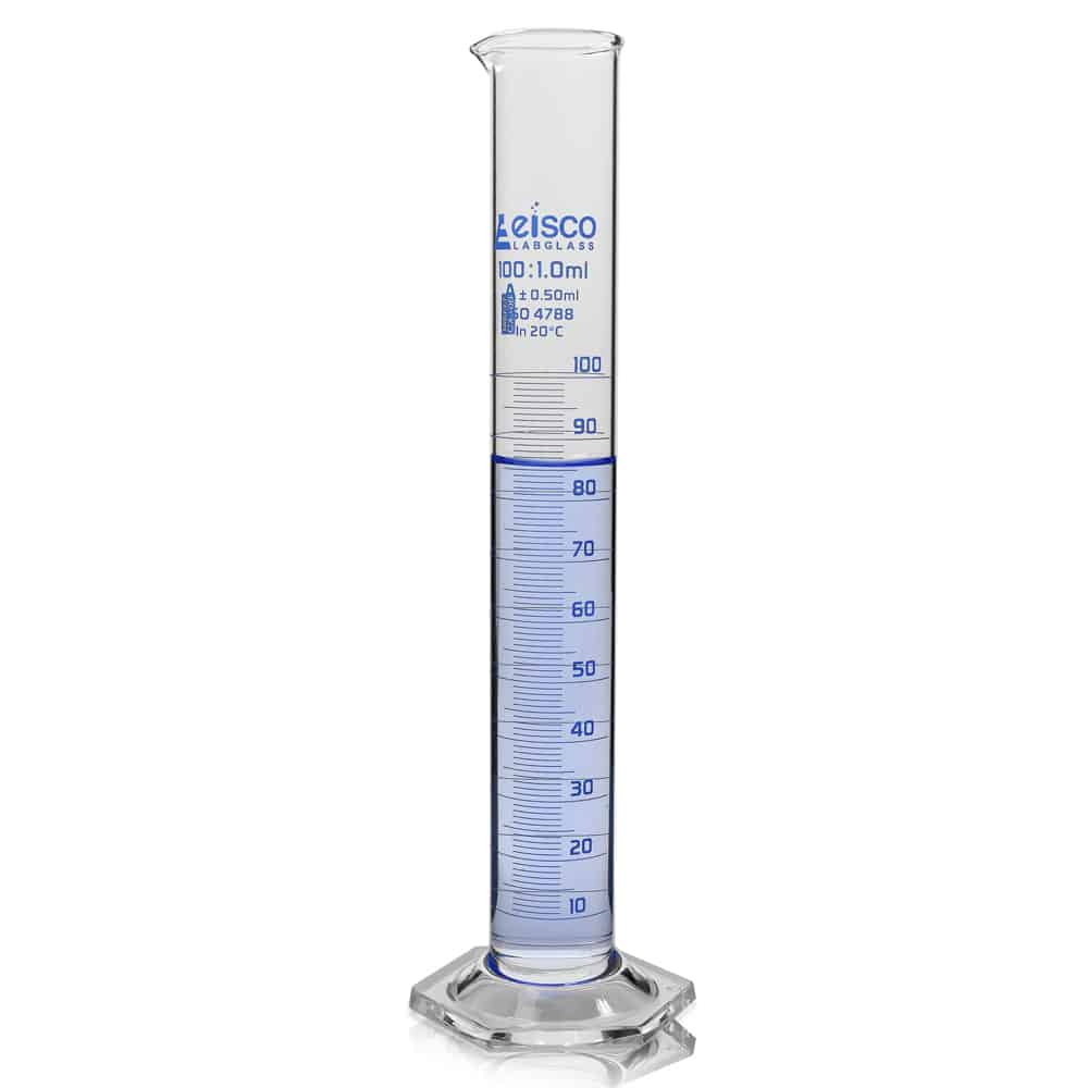100ml Labglass Borosilicate Glass Hex Base Measuring Cylinder - Image 3
