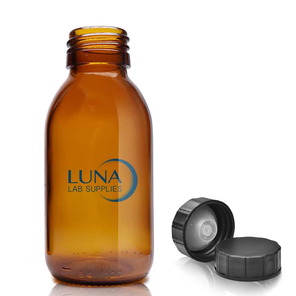 100ml Amber Glass Bottle With Plastic black screw cap