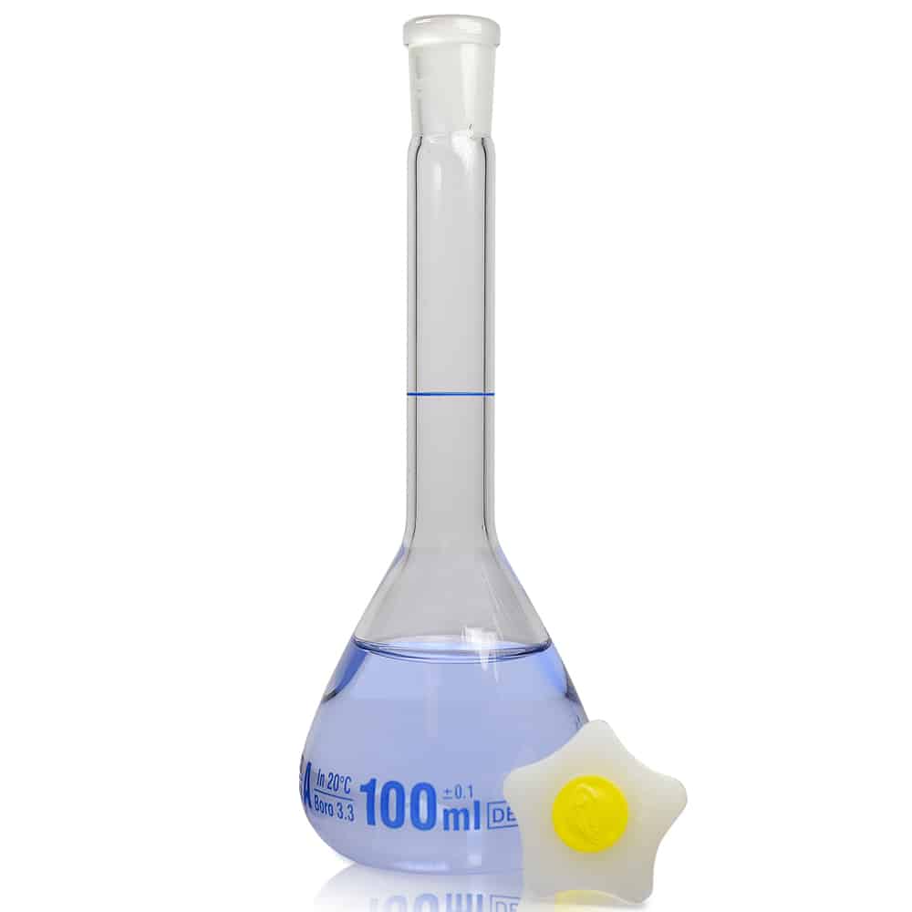100ml Borosilicate Glass Volumetric Flask with Plastic Stopper