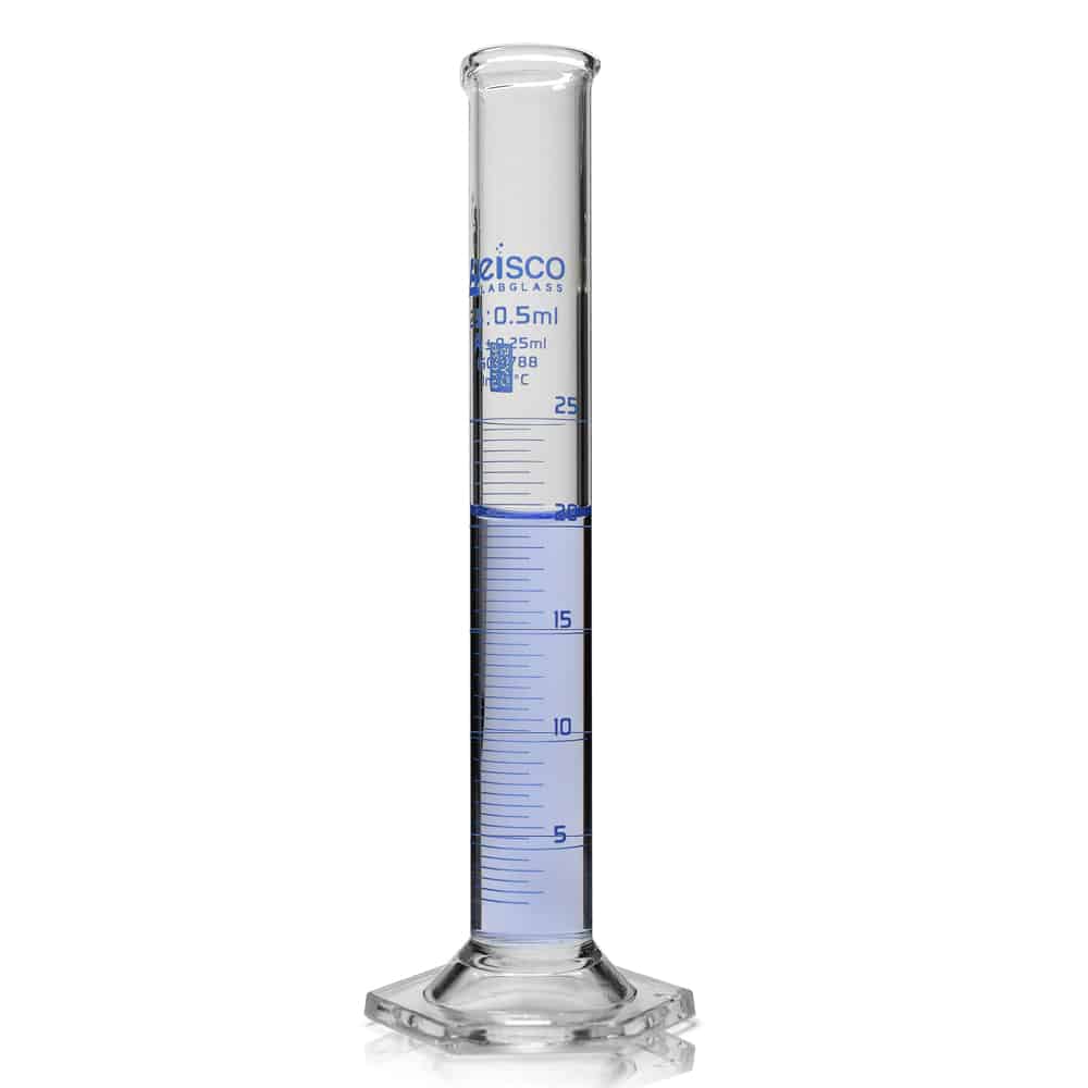 25ml Borosilicate Glass Hex Base Measuring Cylinder
