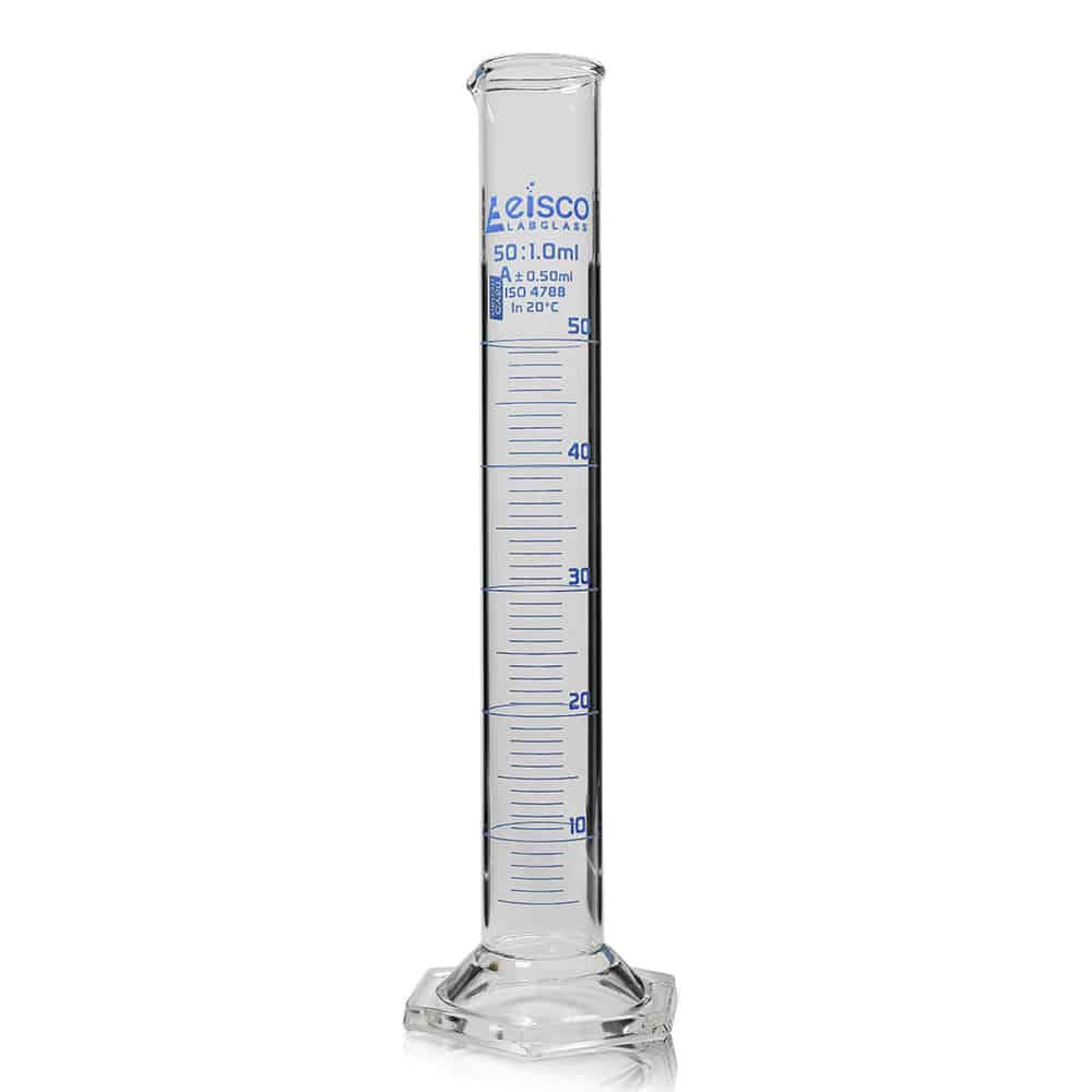 50ml Labglass Borosilicate Glass Hex Base Measuring Cylinder - Image 2