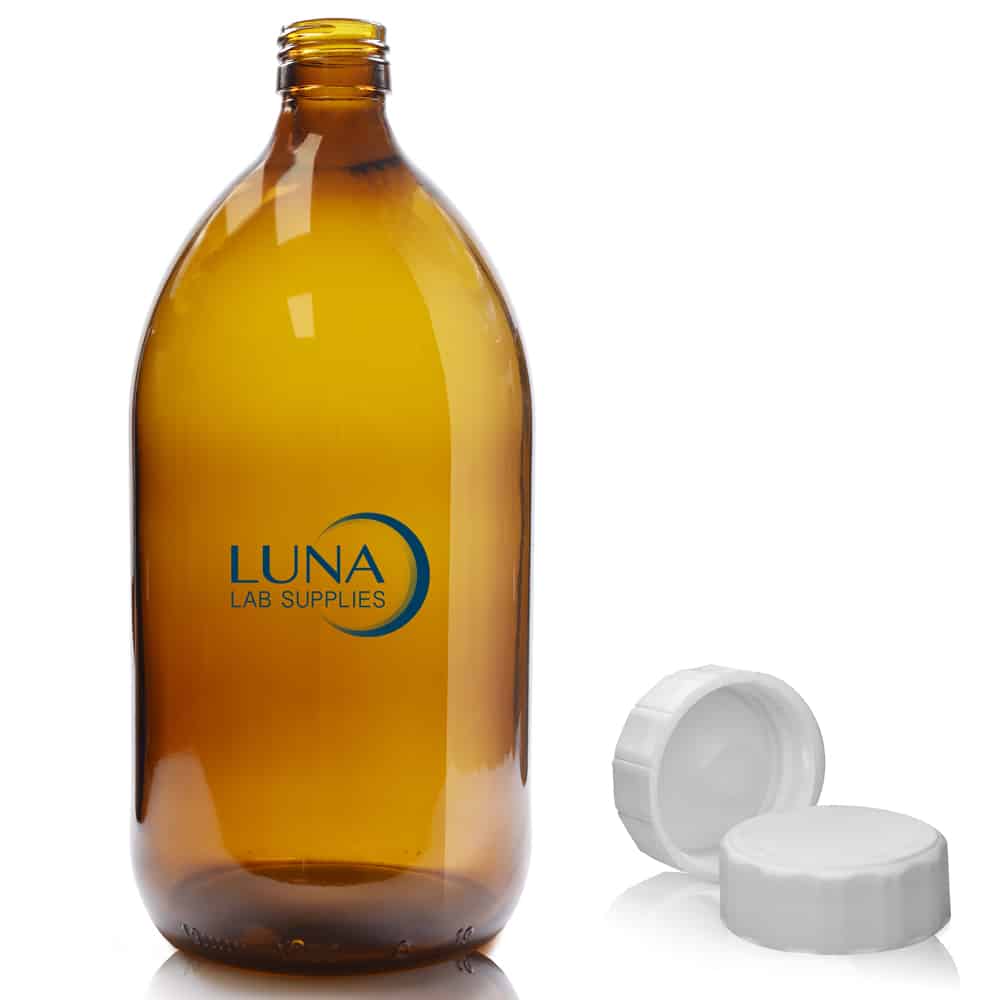 1000ml Amber glass Sirop bottle with white screw cap