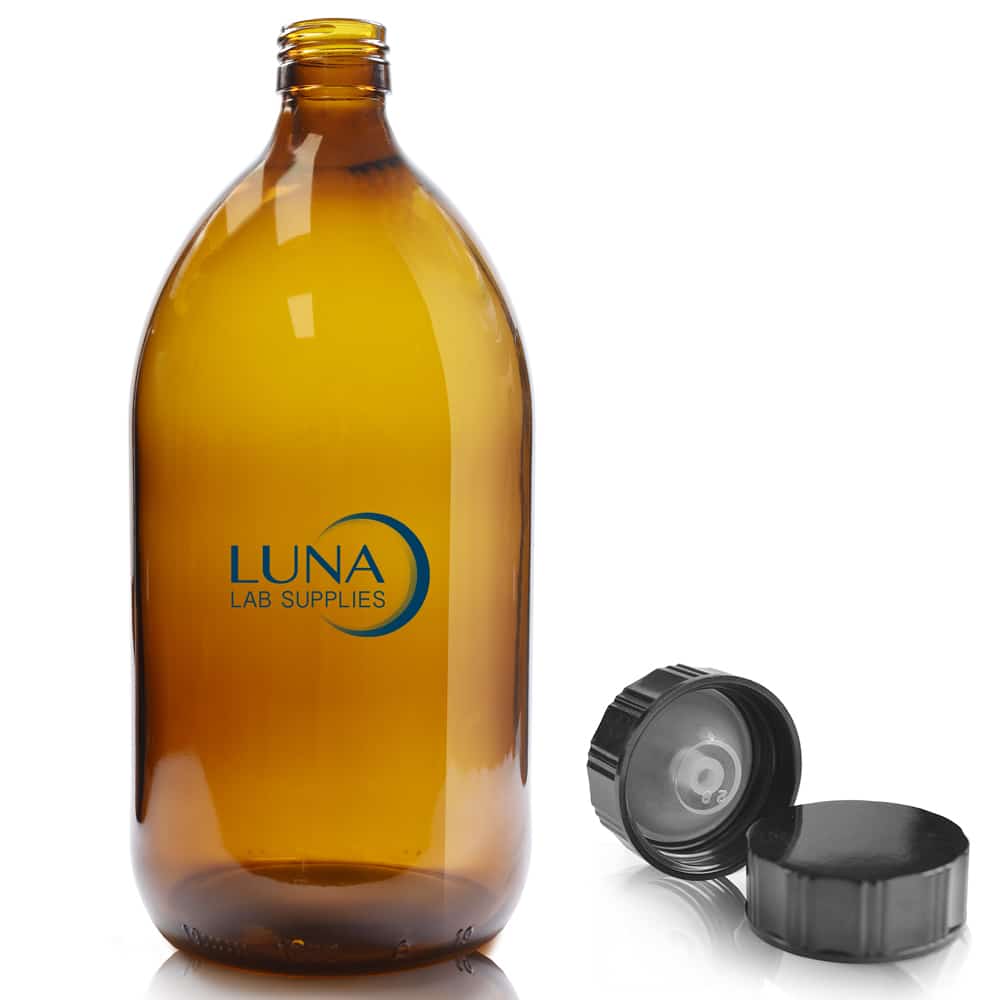 1000ml Amber glass Sirop bottle with black screw cap