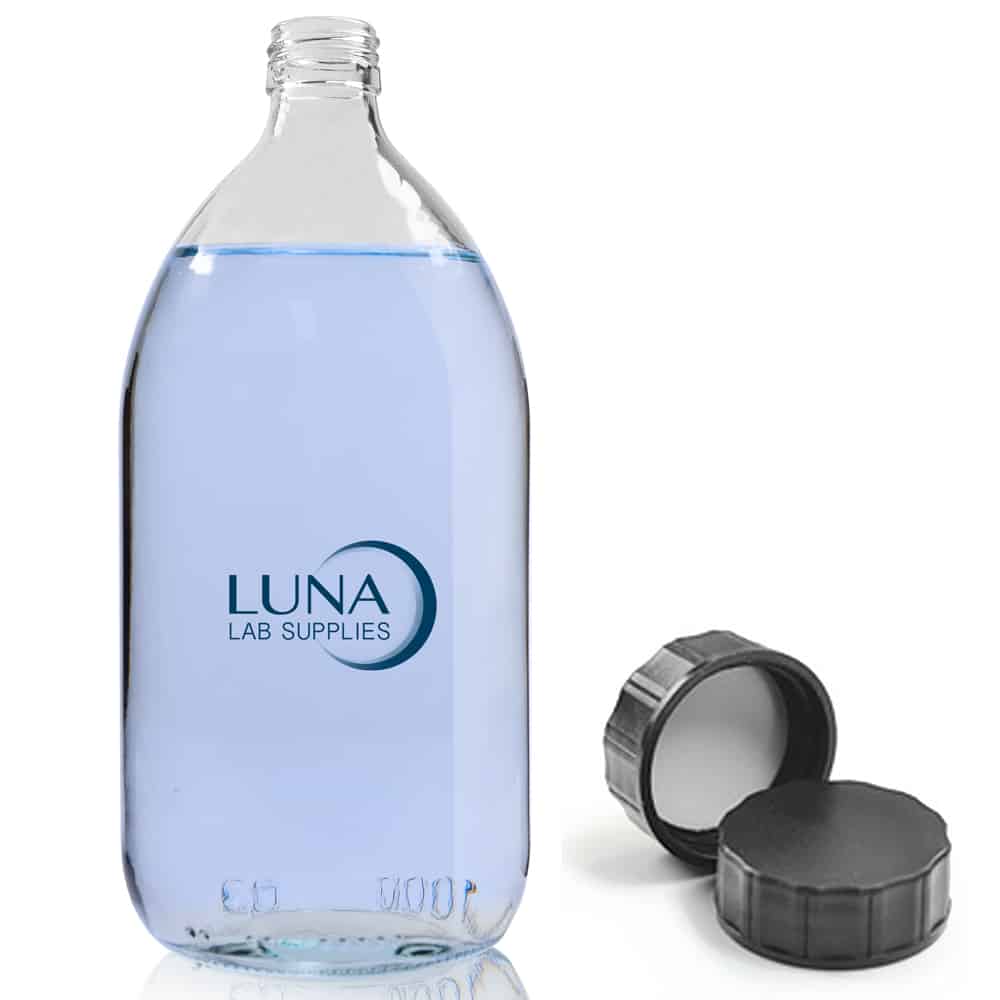 1000ml Clear sirop bottle with black screw cap