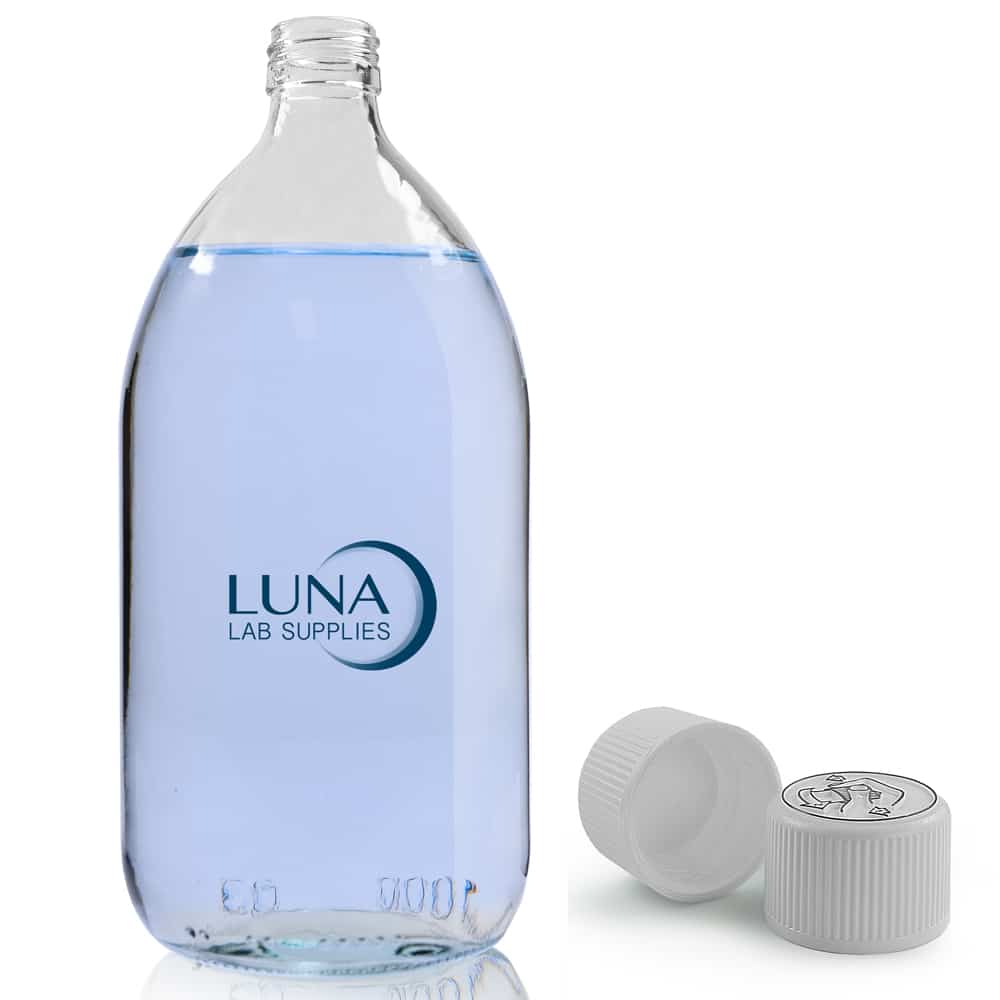 1000ml Clear sirop bottle with white child proof cap