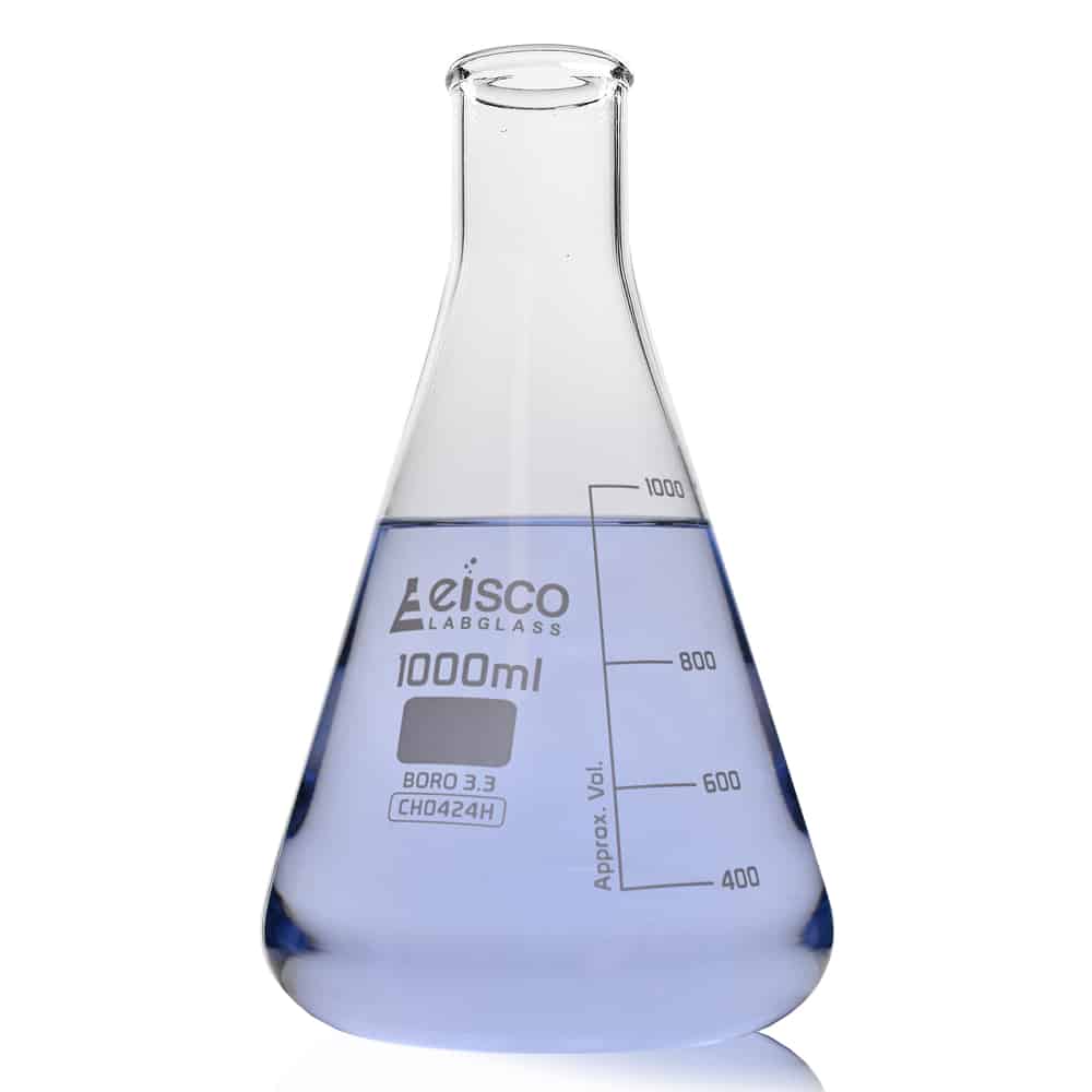 1000ml Narrow Neck Eisco Labglass Borosilicate Glass Conical Laboratory Flask
