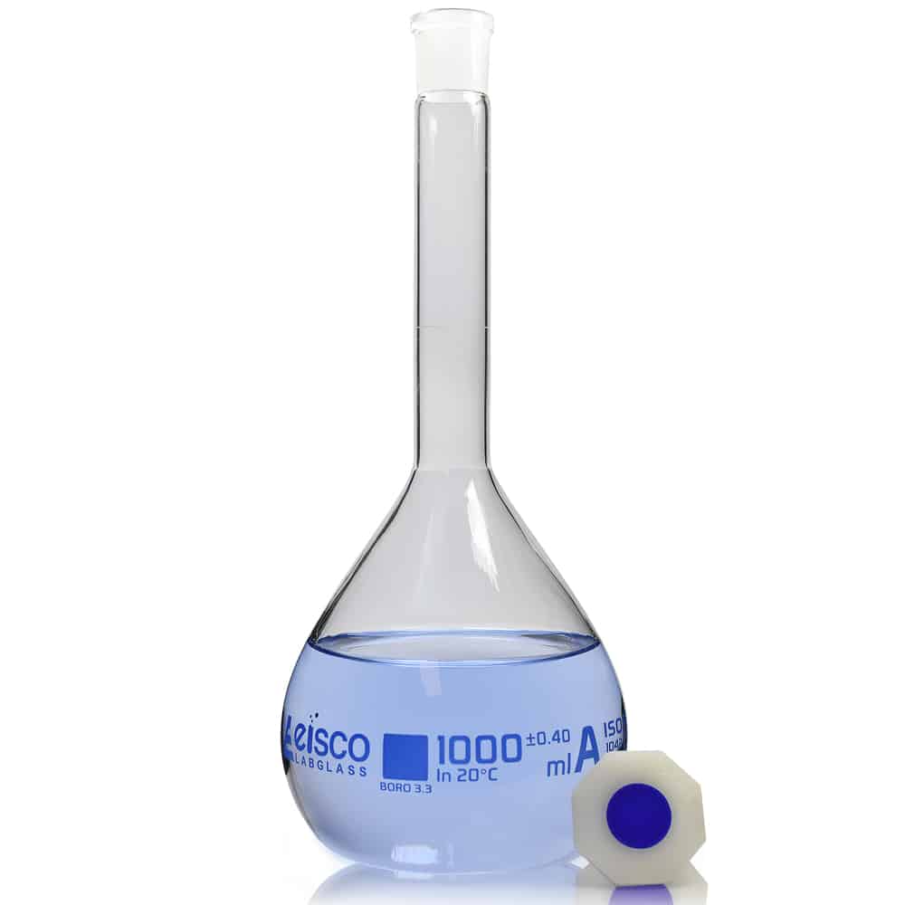 1000ml Borosilicate Glass Volumetric Flask with Plastic Stopper