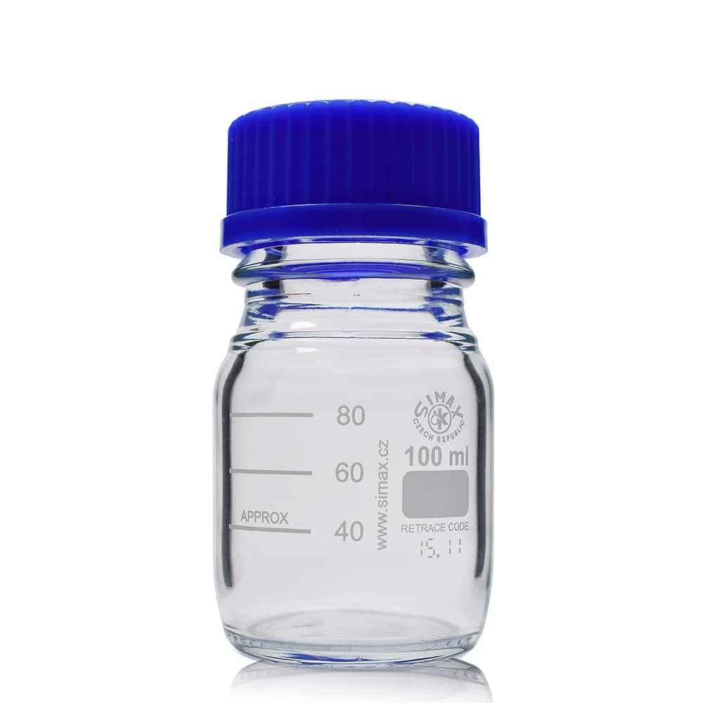 100ml Simax Reagent bottle with blue cap