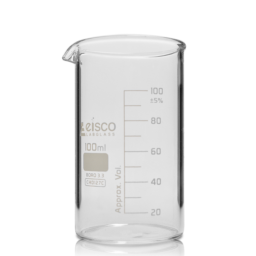 100ml Tall Form Eisco Labglass Borosilicate Glass Beaker