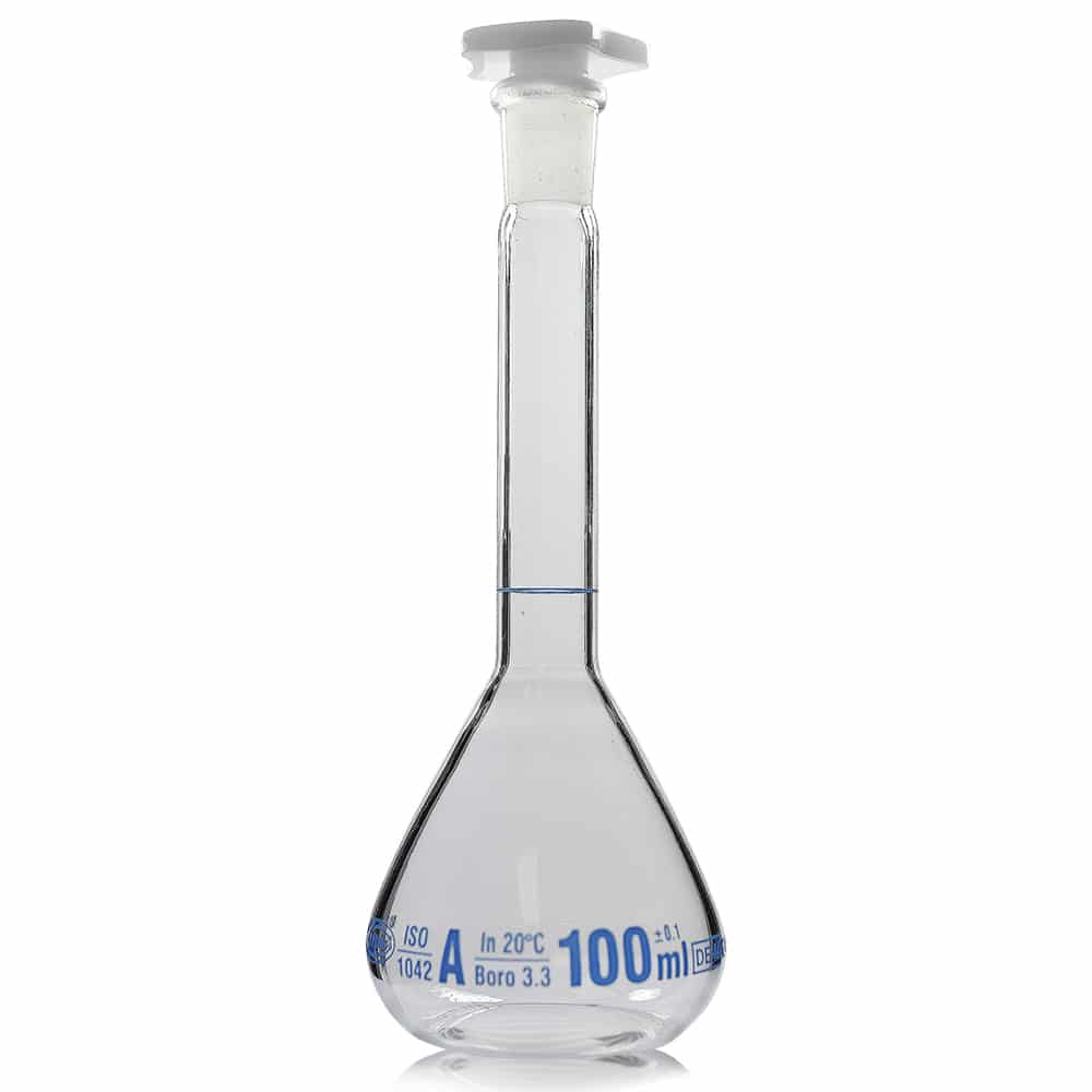 100ml Borosilicate Glass Volumetric Flask with Plastic Stopper