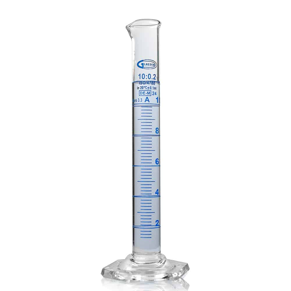 10ml Borosilicate Glass Hex Base Measuring Cylinder