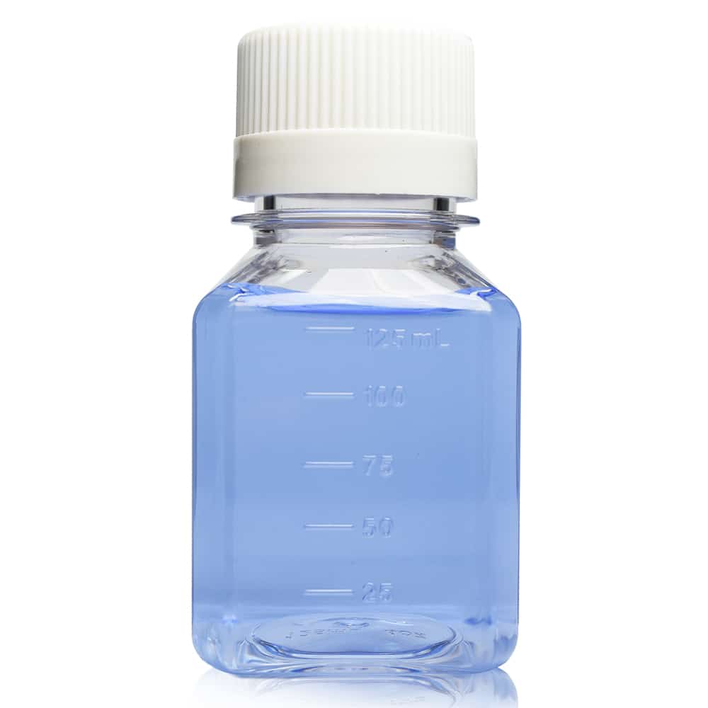 125ml Sterile PETG Media Bottles with HDPE Caps (Pack of 24)