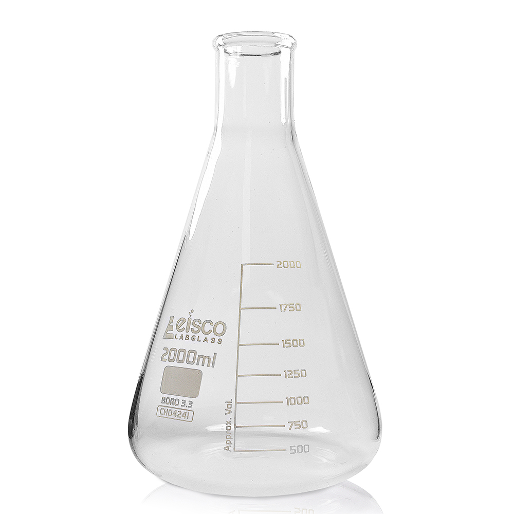 2000ml Narrow Neck Borosilicate Glass Conical Laboratory Flask