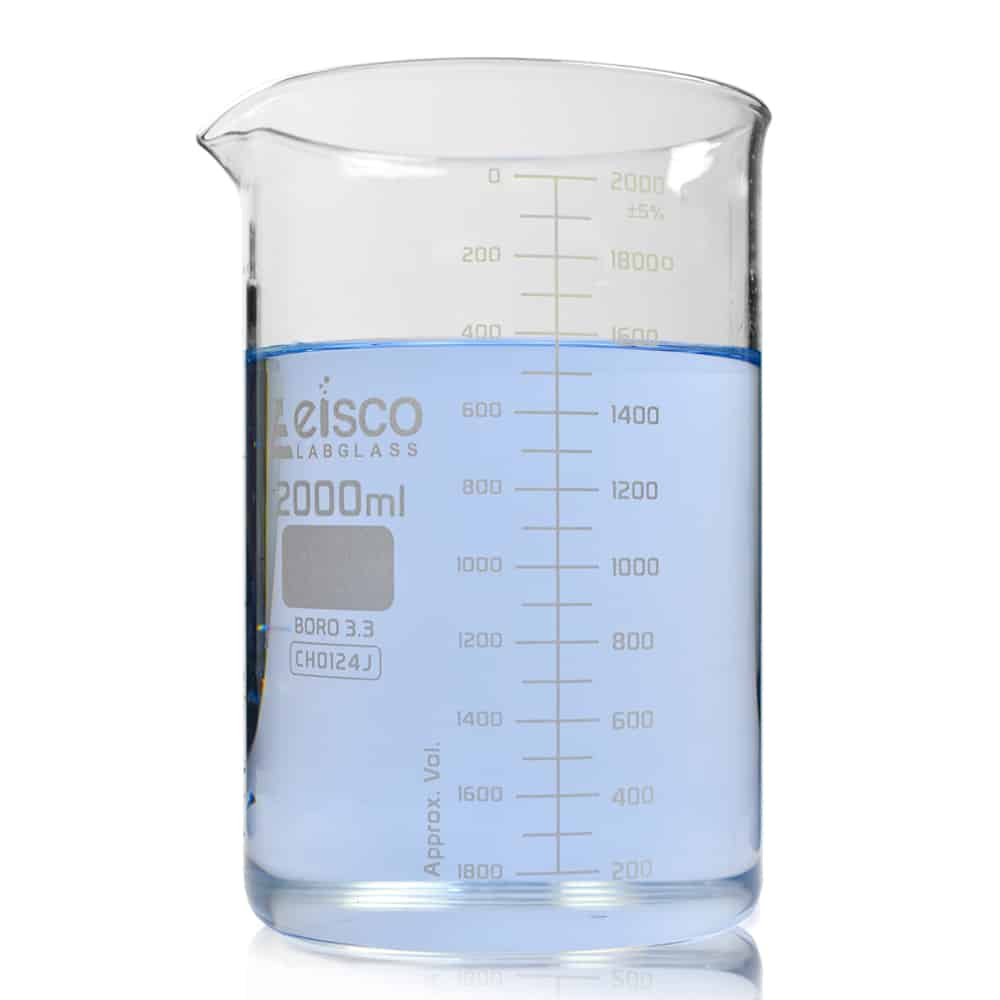2000ml Low Form Eisco Labglass Borosilicate Glass Beaker
