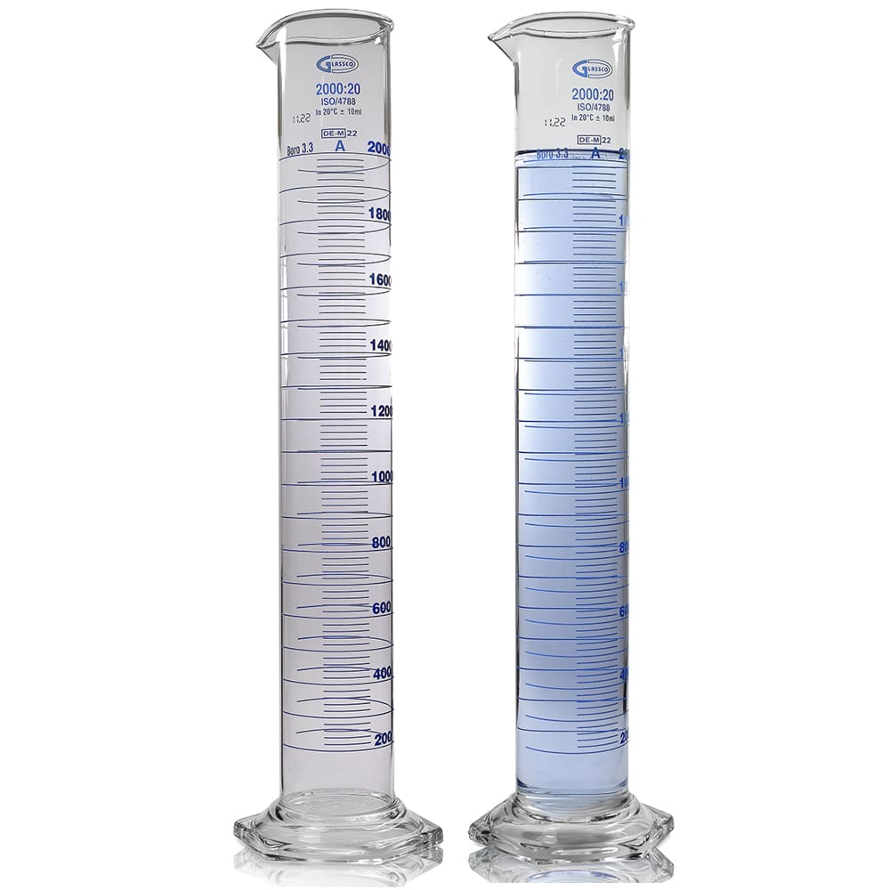 2000ml Borosilicate Glass Hex Base Measuring Cylinder