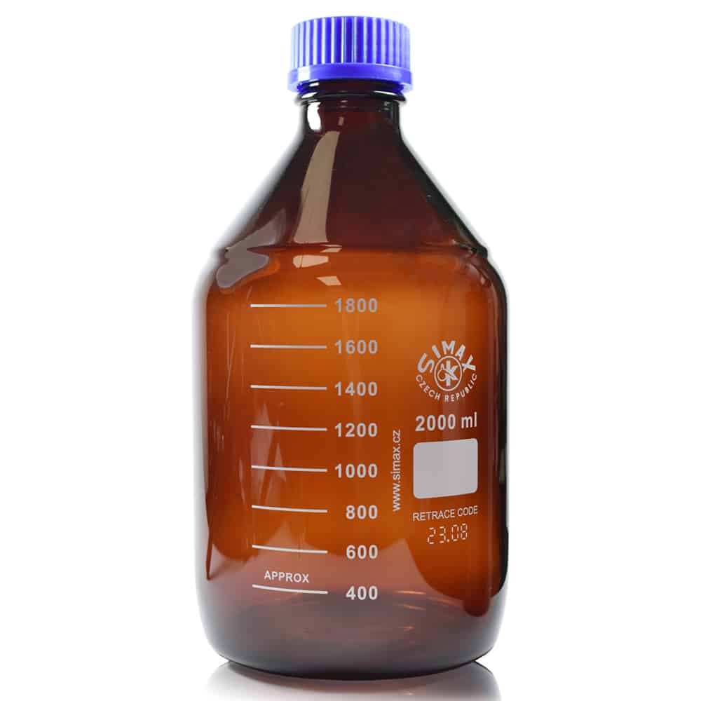 2000ml Amber Glass Media Bottle with Blue Screw Cap