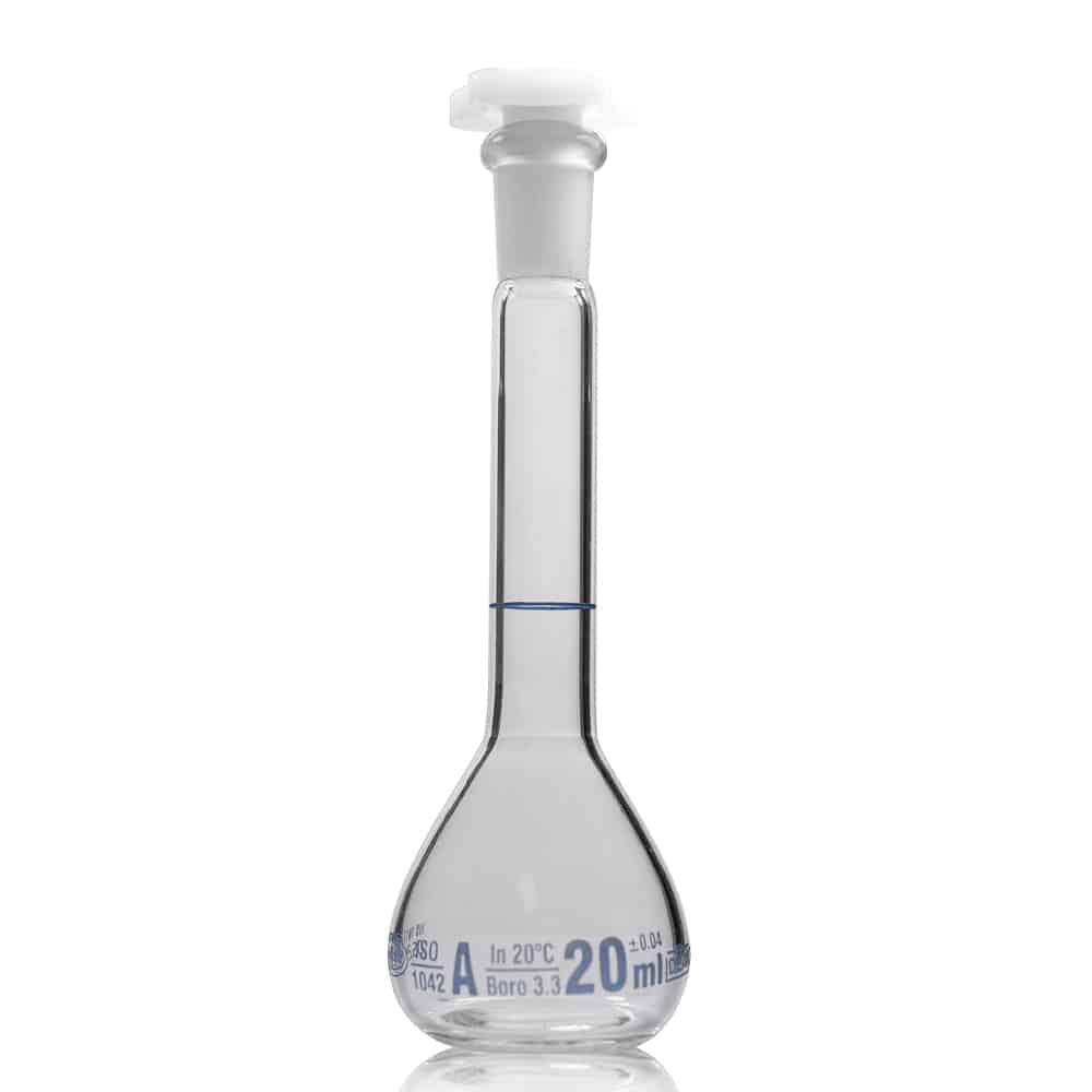 20ml Borosilicate Glass Volumetric Flask with Plastic Stopper