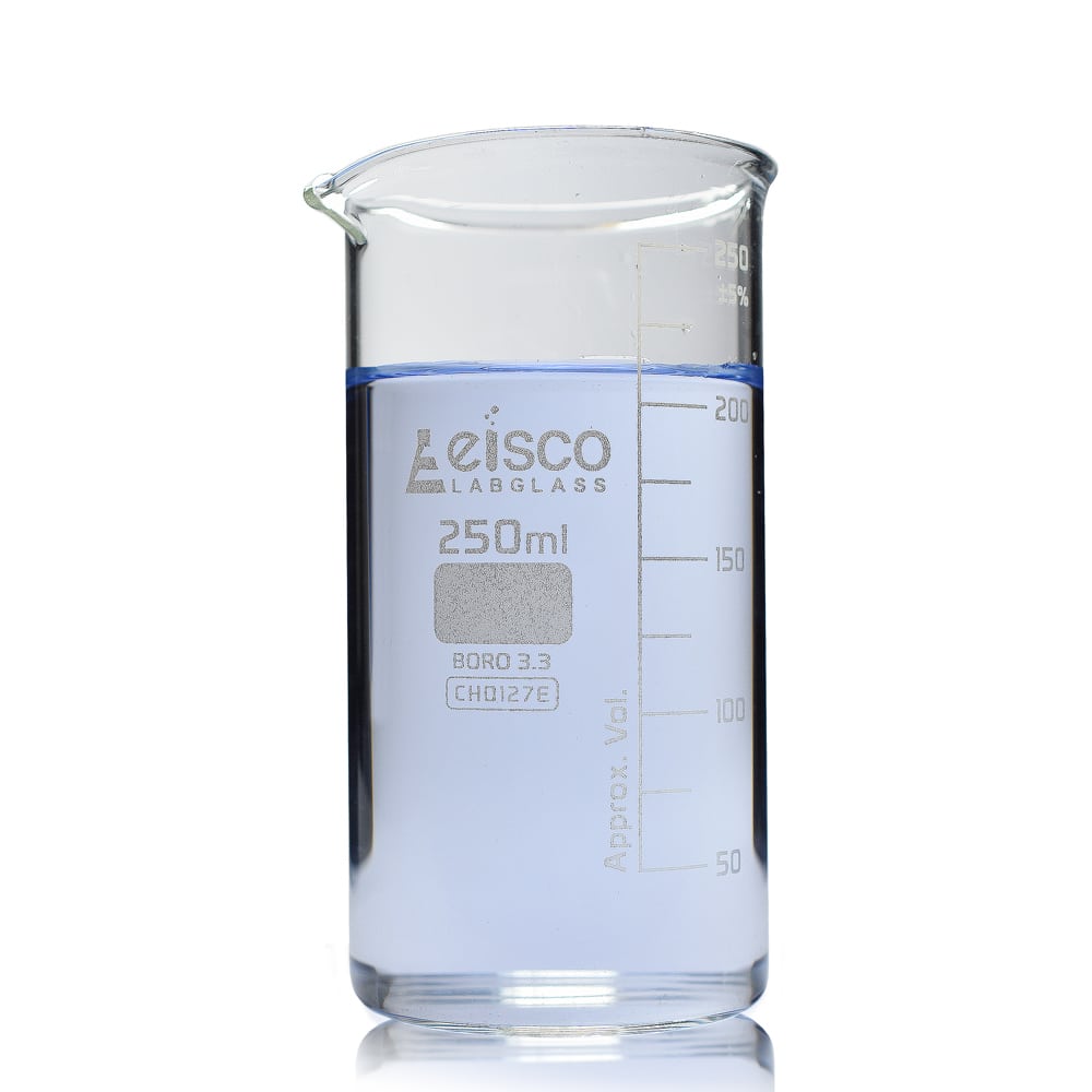 250ml Tall Form Eisco Labglass Borosilicate Glass Beaker