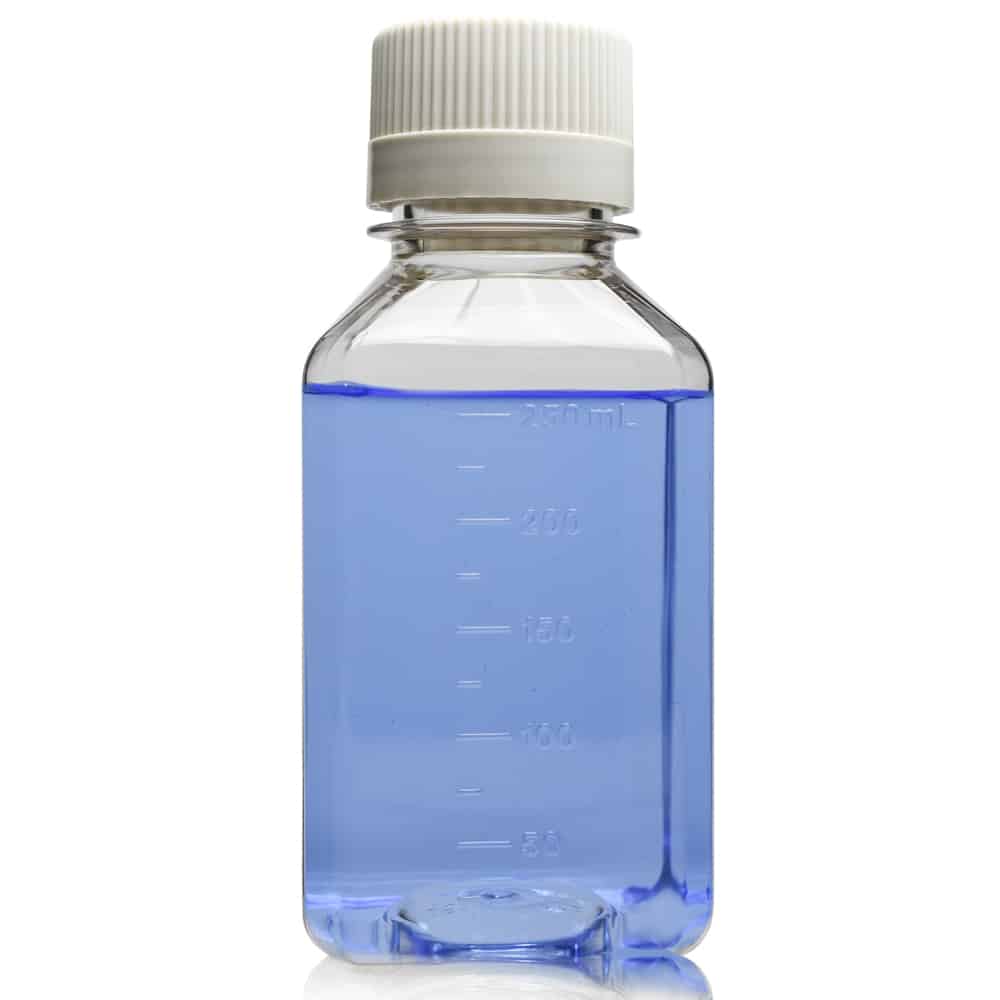 250ml Sterile PETG Media Bottles with HDPE Caps (Pack of 24)