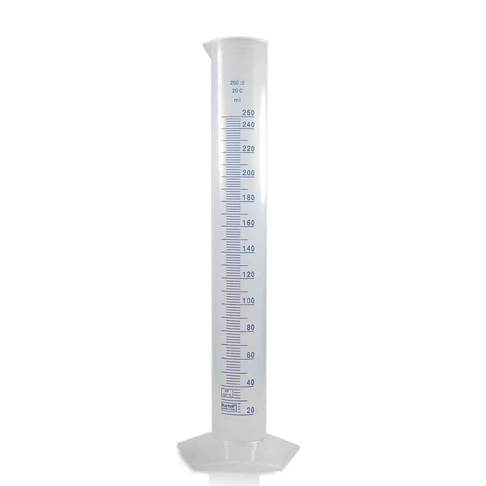 250ml Tall Form Polypropylene Measuring Cylinder