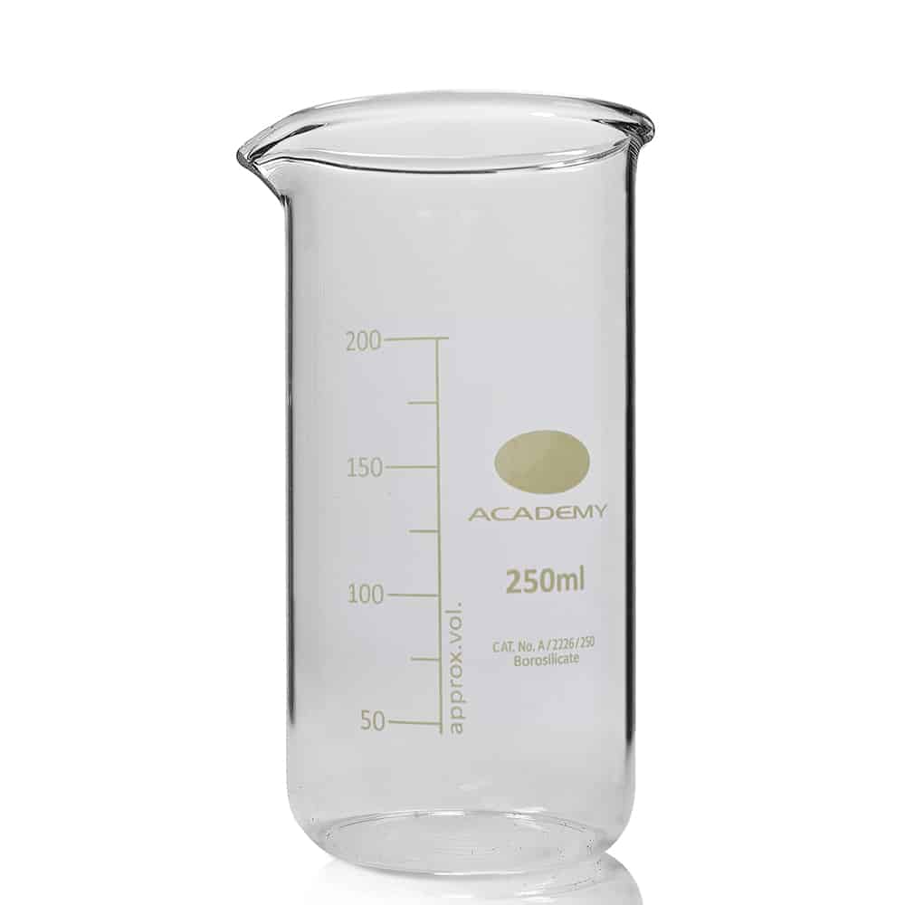 250ml Tall Form Academy Borosilicate Glass Beaker