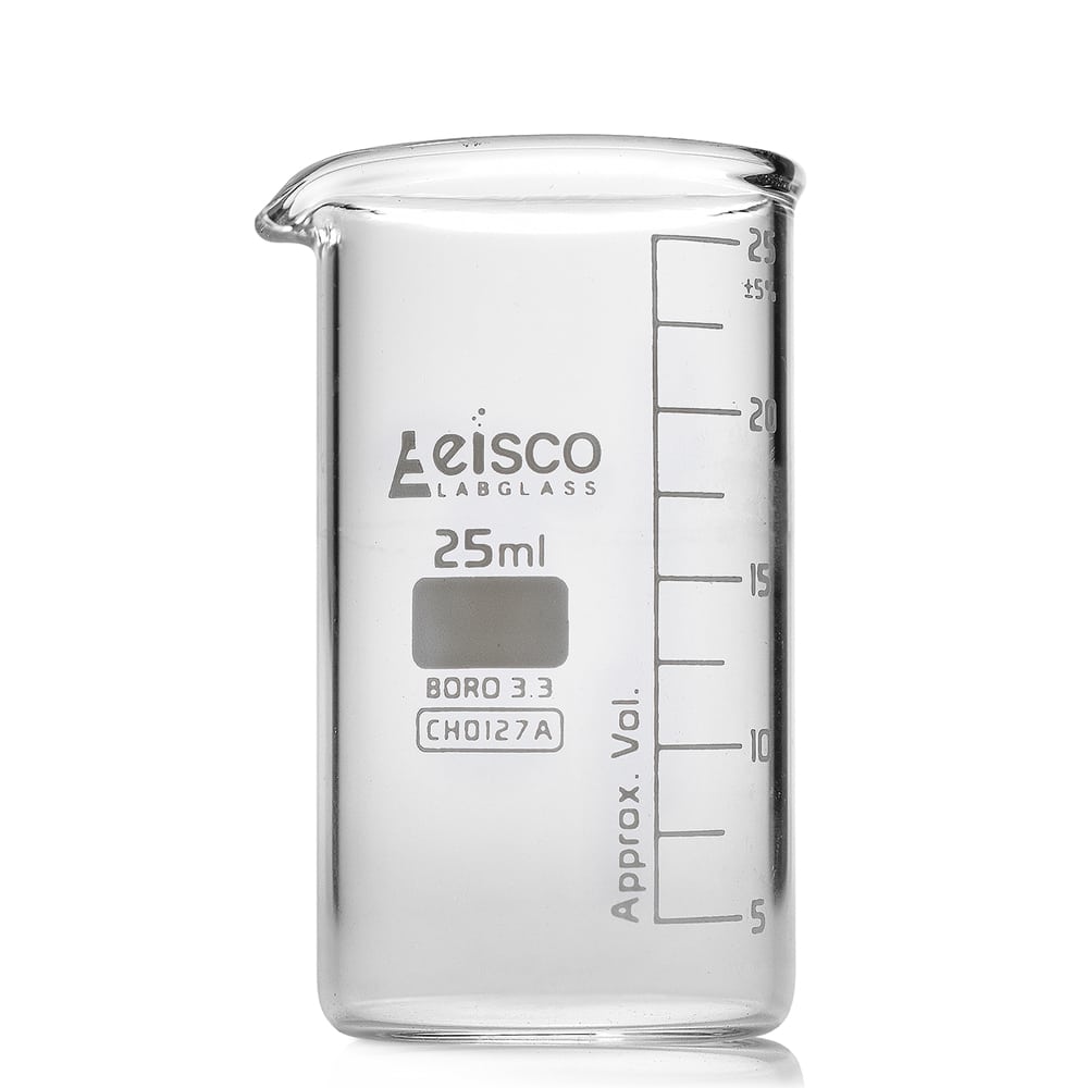 25ml Tall Form Eisco Labglass Borosilicate Glass Beaker