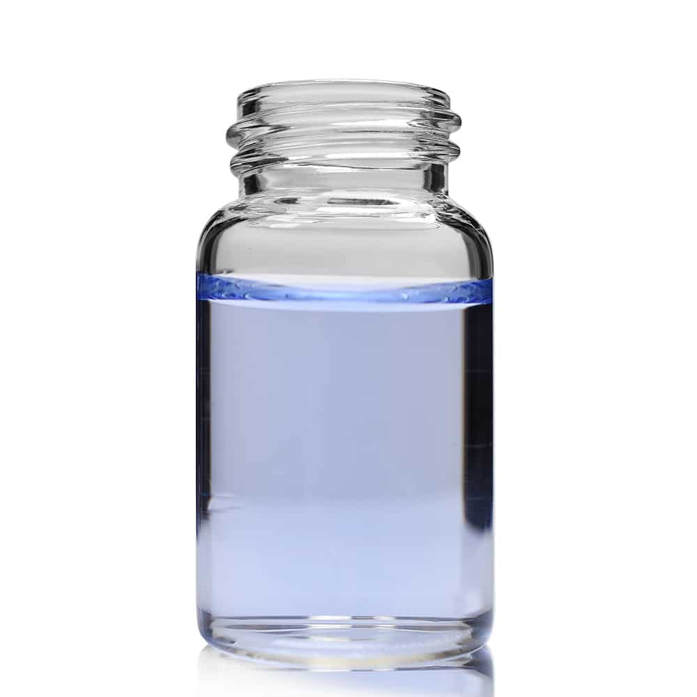 26ml Clear glass sample vial filled and label