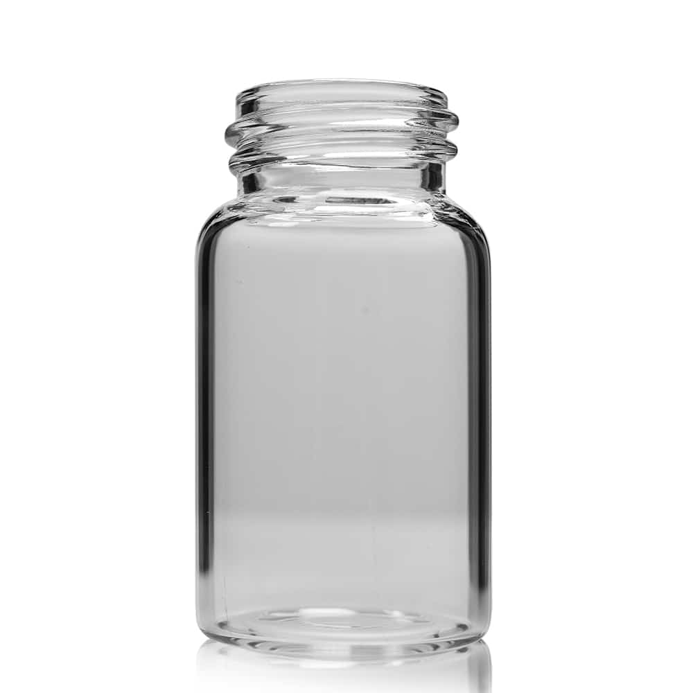 26ml Clear glass sample vial filled and label