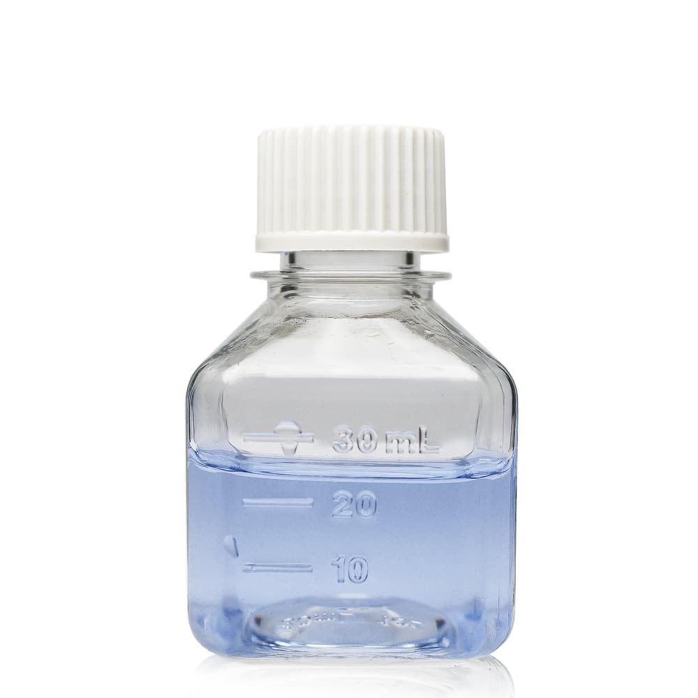 30ml Sterile PETG Media Bottles with HDPE Caps (Pack of 24)