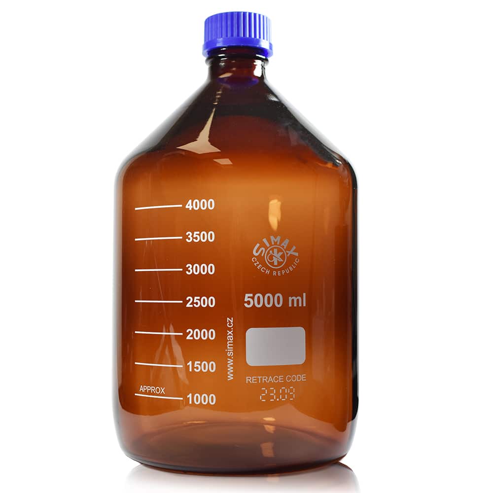 5000ml Amber Glass Media Bottle with Blue Screw Cap