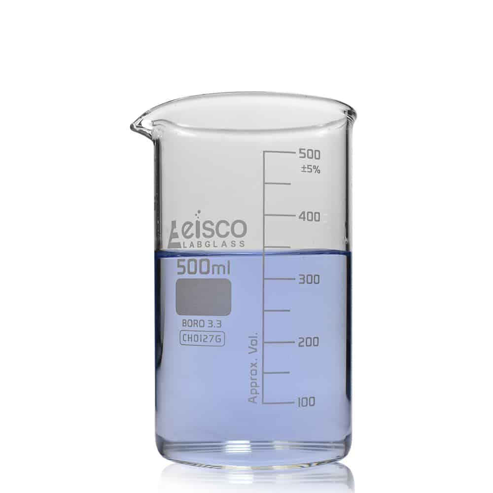500ml Tall Form Eisco Labglass Borosilicate Glass Beaker