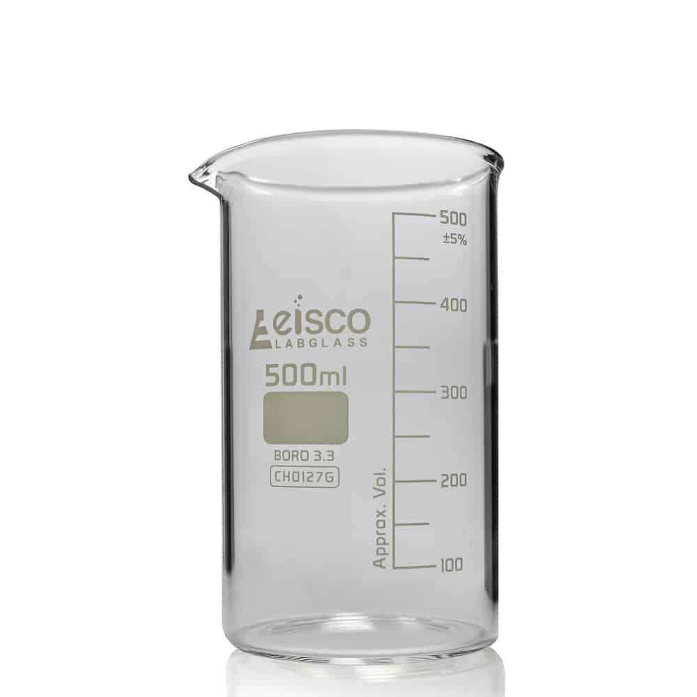 500ml Tall Form Eisco Labglass Borosilicate Glass Beaker