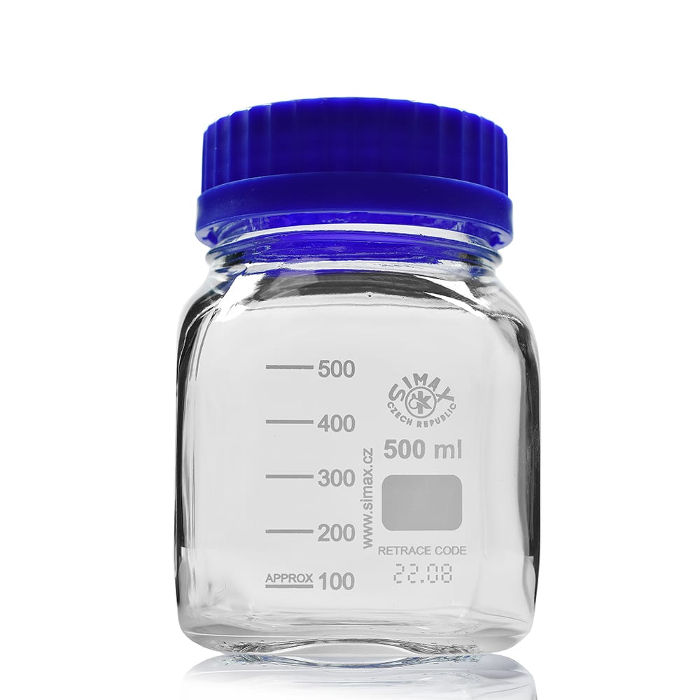 500ml Square Clear Borosilicate Glass Reagent Bottle