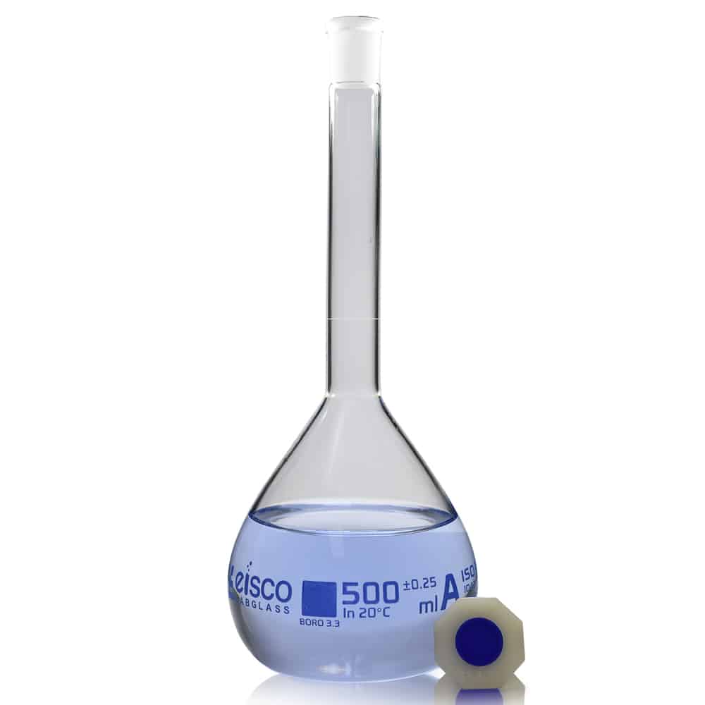 500ml Borosilicate Glass Volumetric Flask with Plastic Stopper