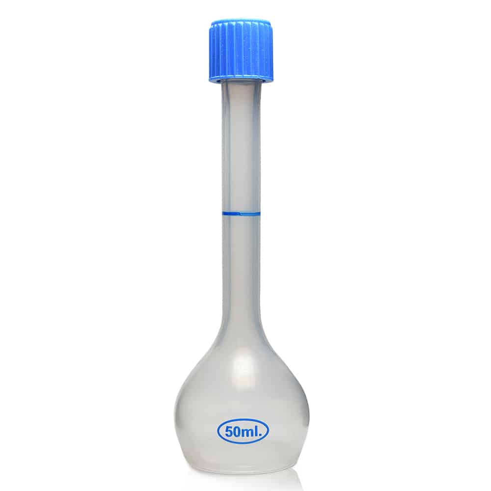 25ml Eisco Plastic Class B Volumetric Flask with Screw Cap