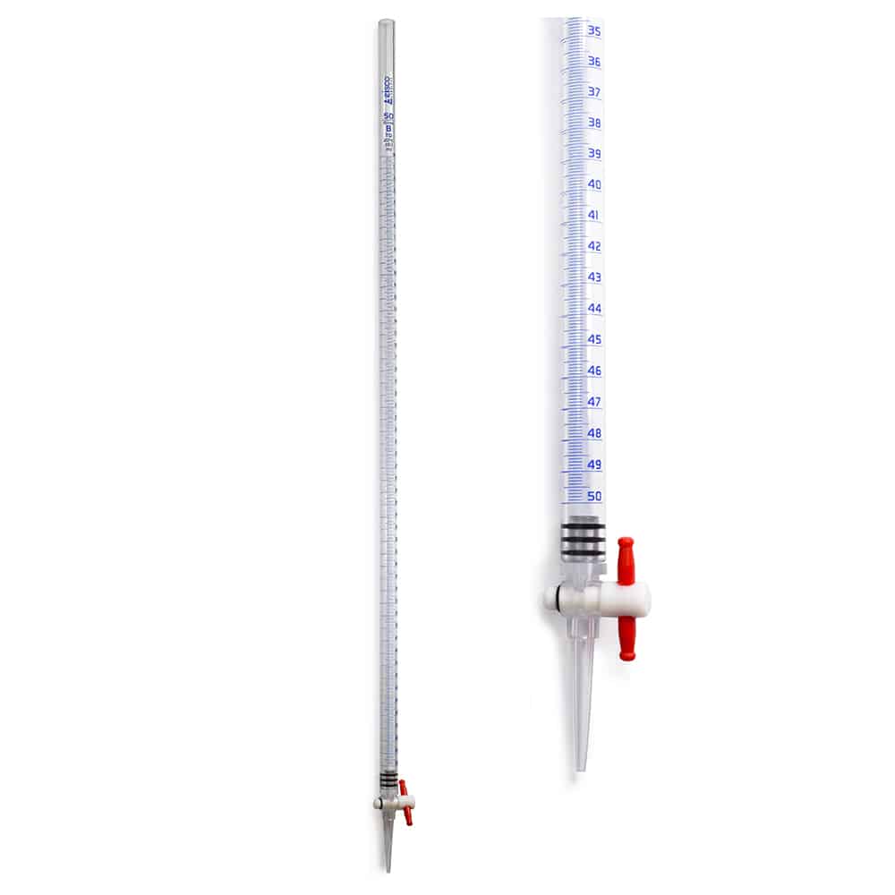 50ml Eisco Acrylic Burette - Class B, PTFE Stopcock
