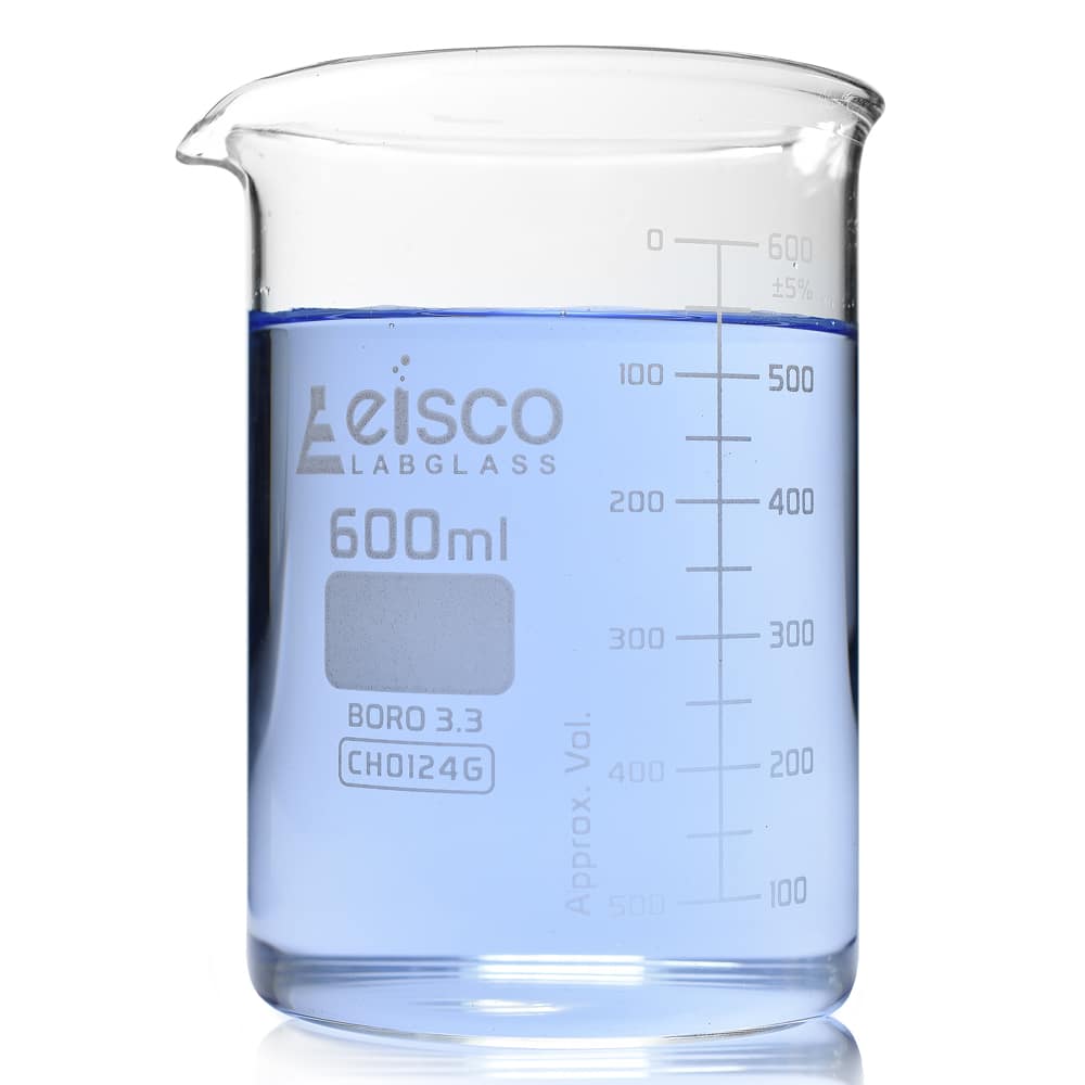 600ml Low Form Eisco Labglass Borosilicate Glass Beaker