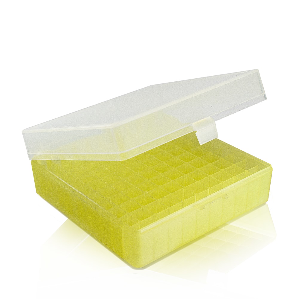 Polypropylene 100 Vial Freezer Box with Hinged Lid