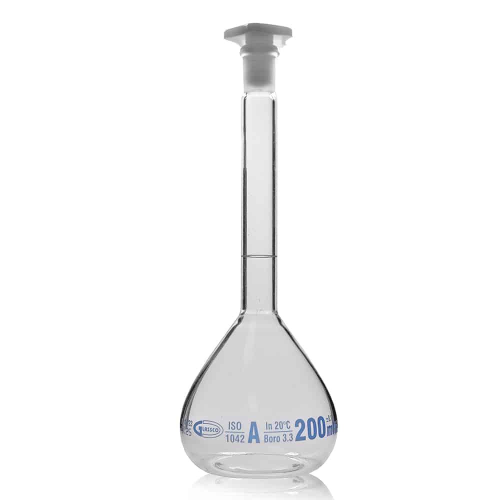 200ml Borosilicate Glass Volumetric Flask With Plastic Stopper