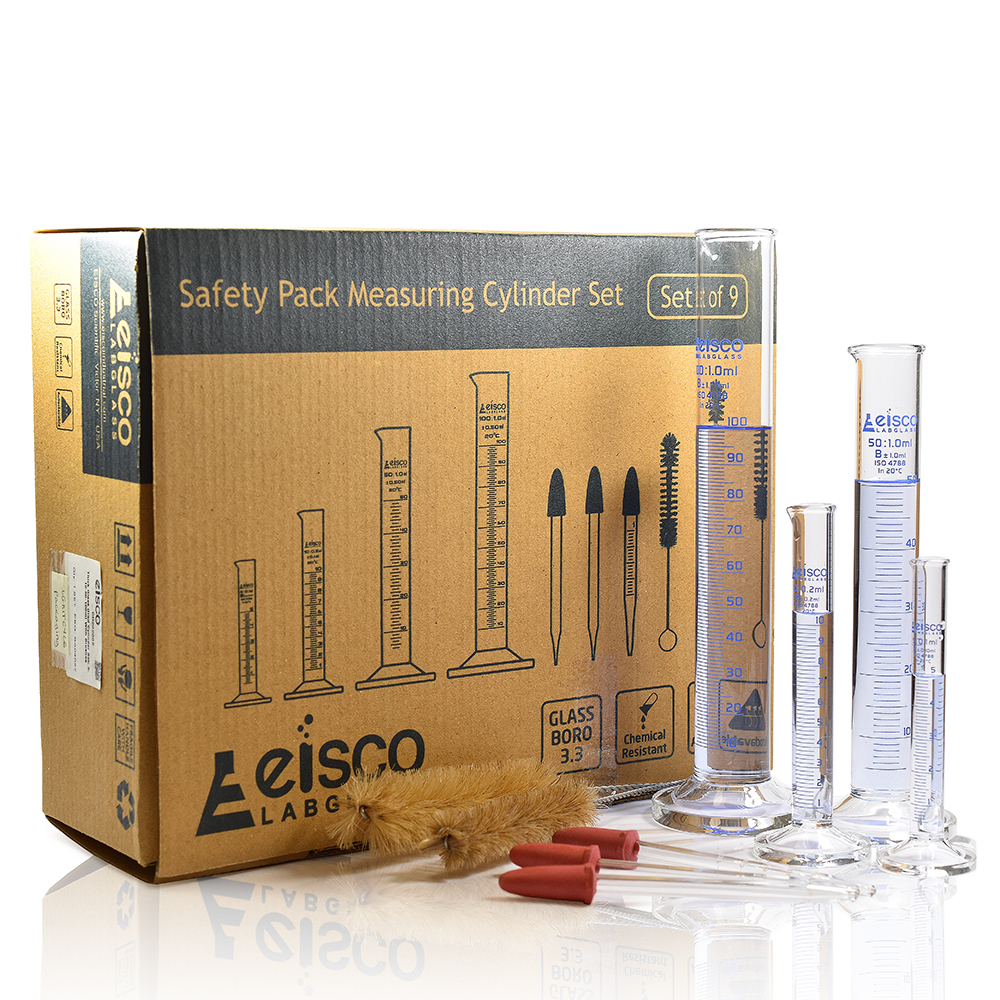Borosilicate Measuring Cylinder Safety Pack Set