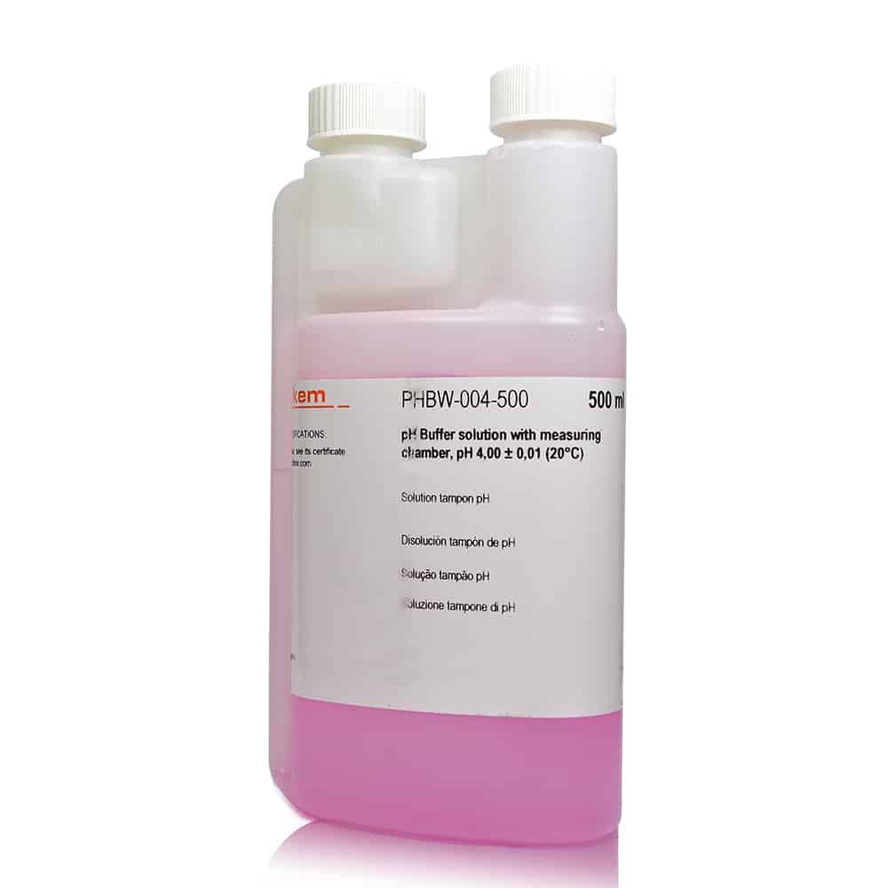pH Buffer solution with measuring pink